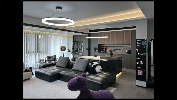 觀塘帝景130㎡黑白灰現代風實景落地